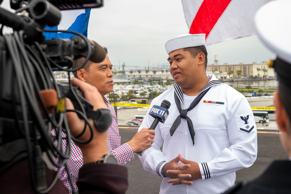 USS Carl Vinson (CVN 70) Sailors Speak To Local Media During Los Angeles Fleet Week 2024