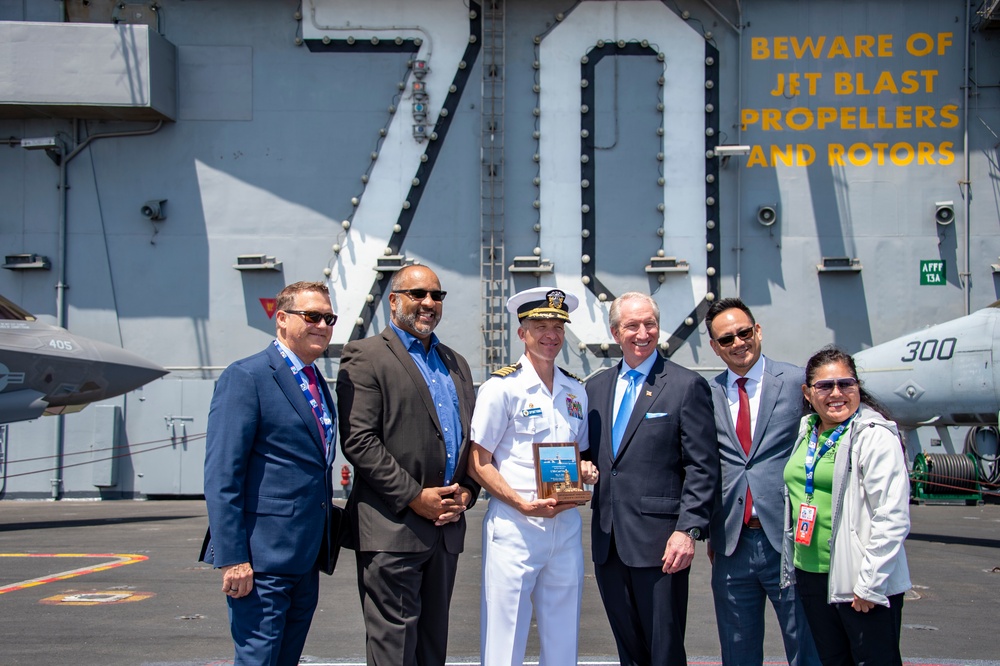 USS Carl Vinson (CVN 70) Hosts Press Conference In Support Of Los Angeles Fleet Week 2024