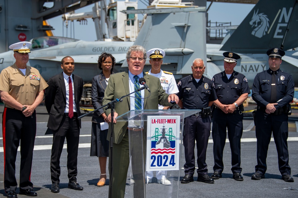 USS Carl Vinson (CVN 70) Hosts Press Conference In Support Of Los Angeles Fleet Week 2024