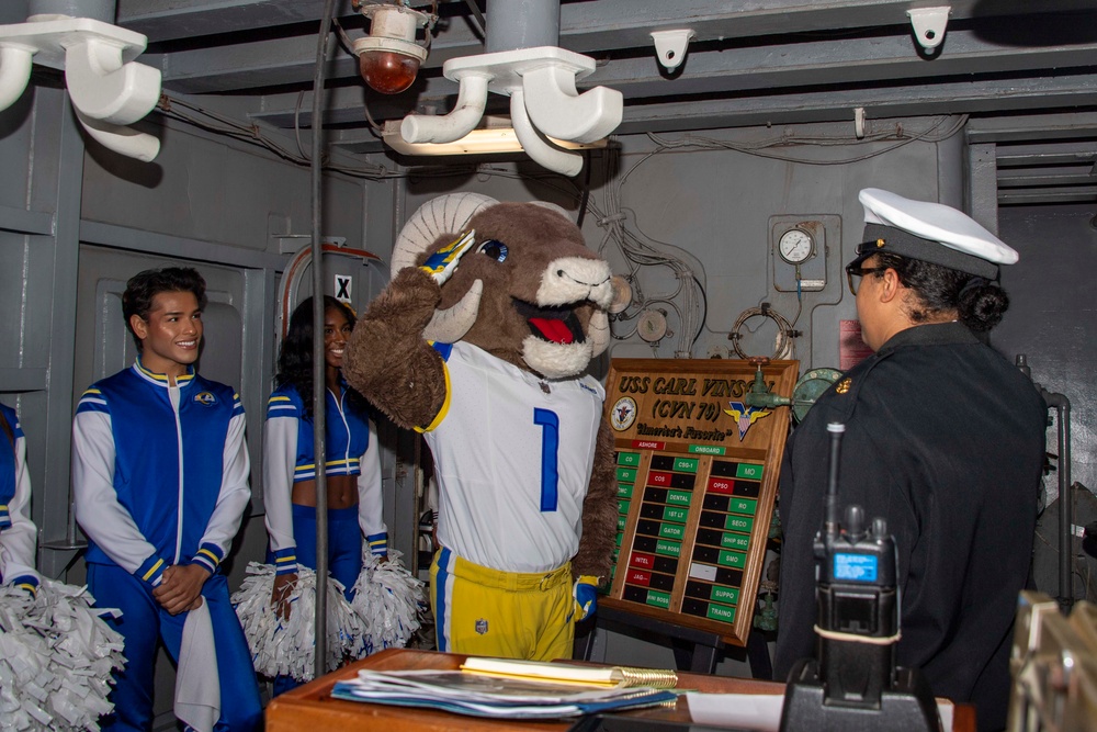 LA Rams Visit USS Carl Vinson (CVN 70) During Los Angeles Fleet Week 2024