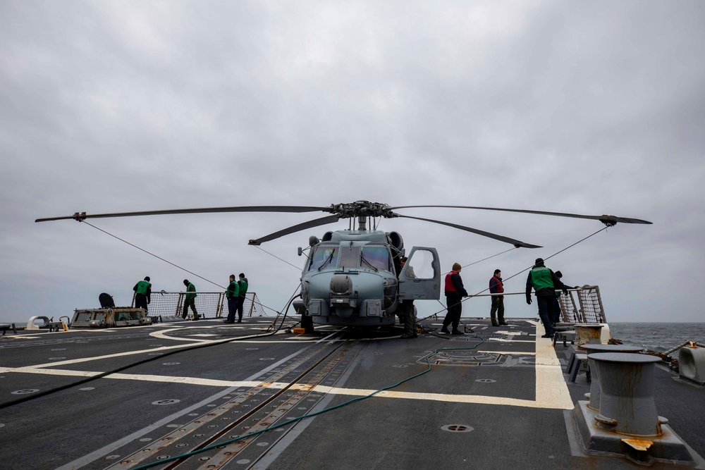 USS Ralph Johnson Conducts Flight Quarters