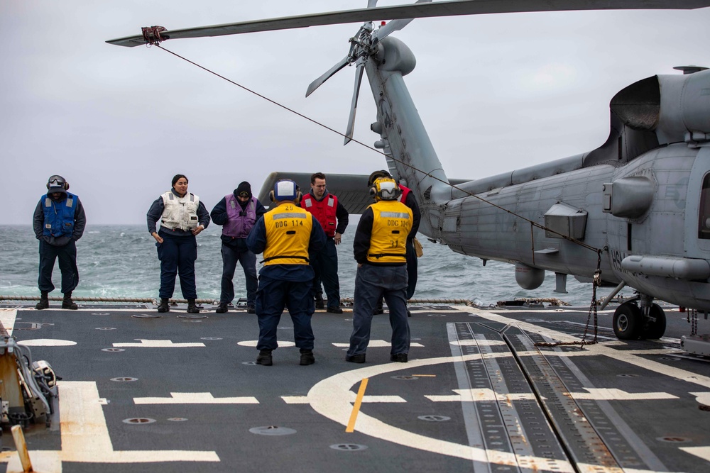 USS Ralph Johnson Conducts Flight Quarters