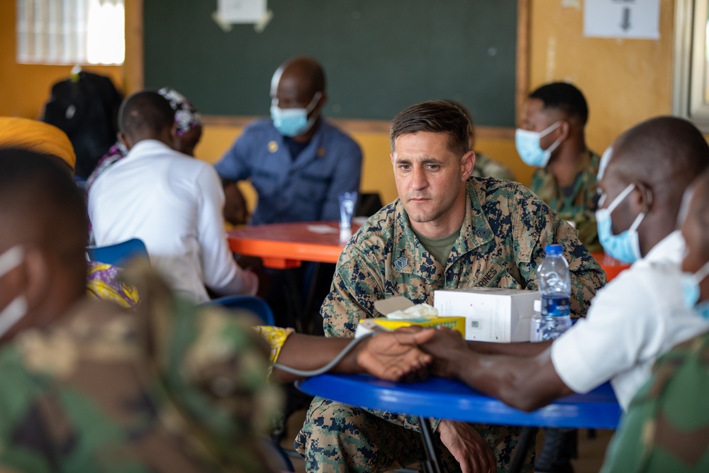 US Marine 4th Civil Affairs Group conducts medical civic action program in Ghana at African Lion 2024