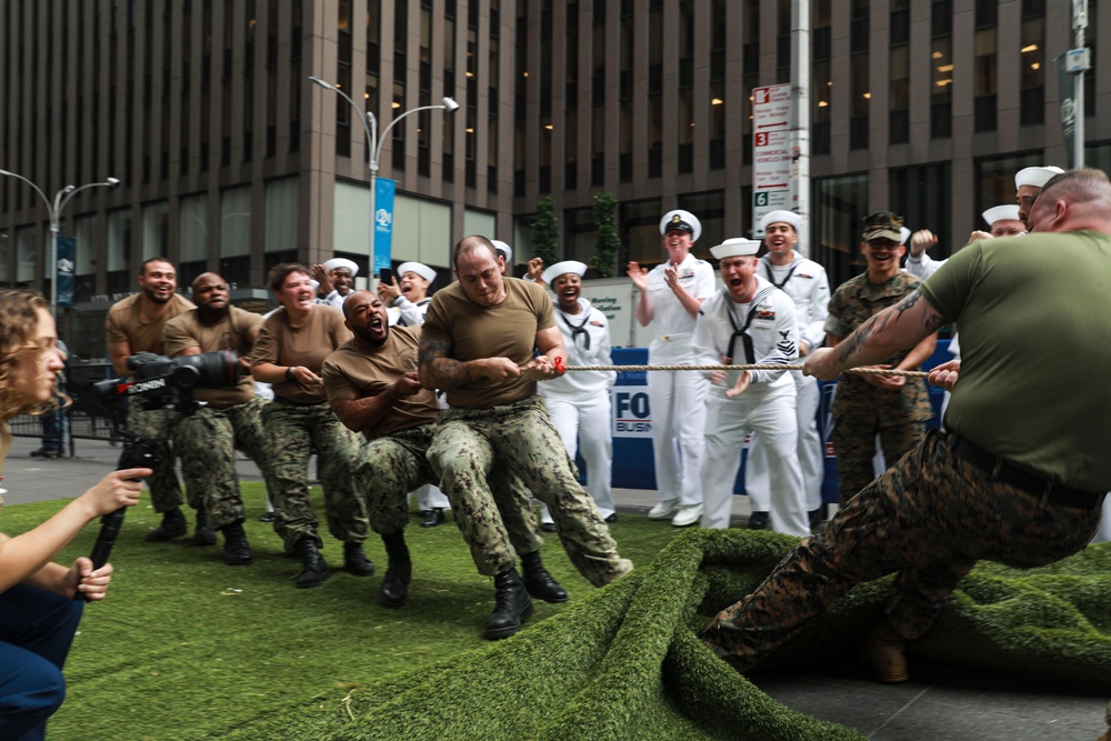 Sailors and Marines Participate in Tug of War Competition