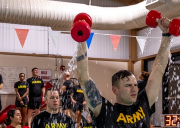 Senior non-commissioned officers conduct pool physical training