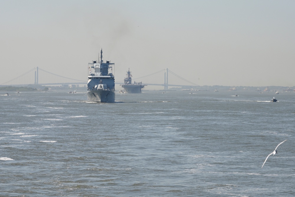 US Coast Guard Cutter Calhoun transits through New York Harbor for Parade of Ships during Fleet Week 2024
