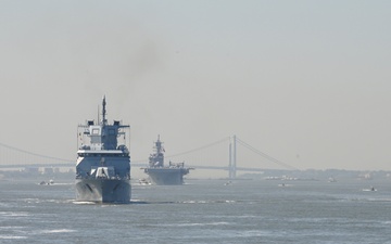 US Coast Guard Cutter Calhoun transits through New York Harbor for Parade of Ships during Fleet Week 2024