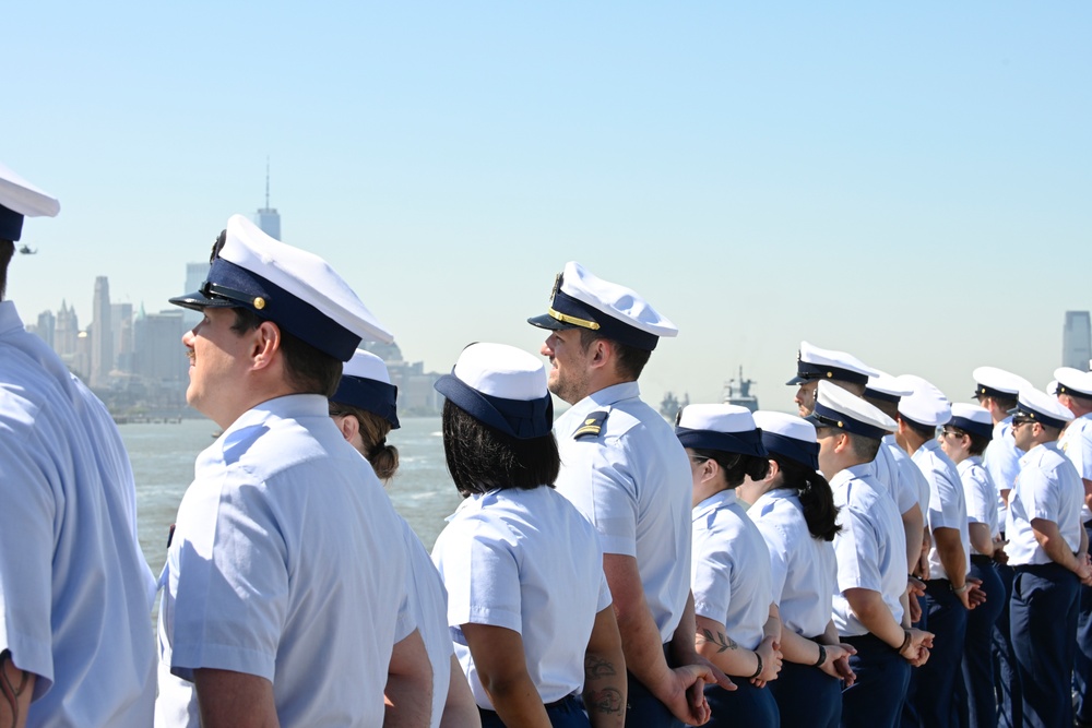 US Coast Guard Cutter Calhoun transits through New York Harbor for Parade of Ships during Fleet Week 2024