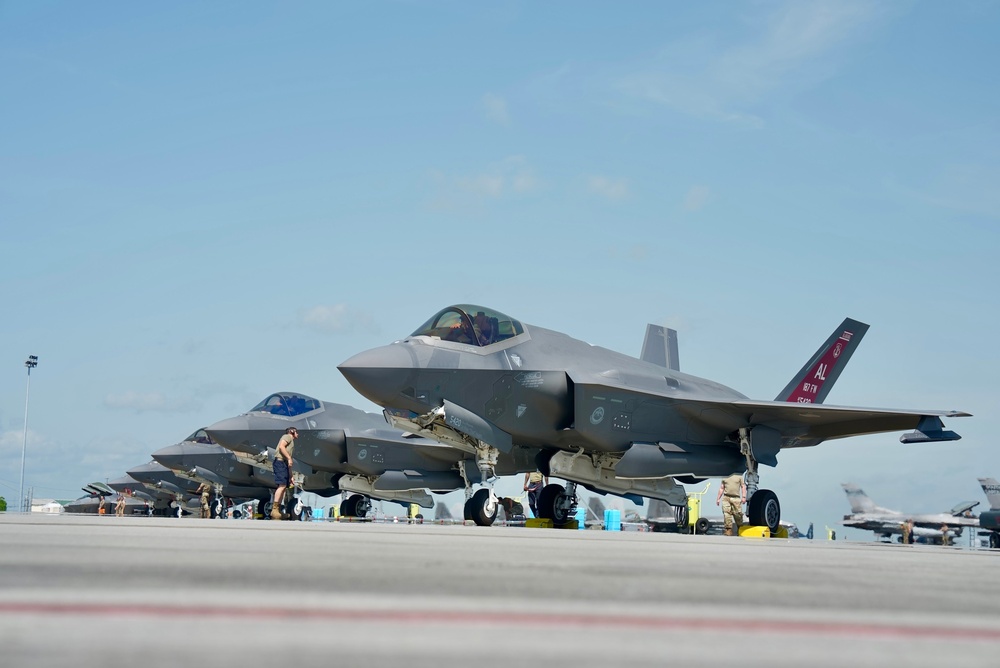 Red Tails participate in their first exercise with the F-35s.