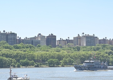 US Coast Guard Cutter Calhoun transits through New York Harbor for Parade of Ships during Fleet Week 2024