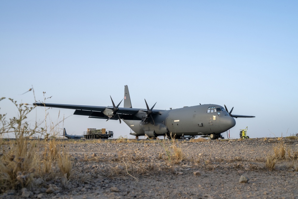 C-130J Super Hercules transports supplies in the USCENTCOM area of responsibility