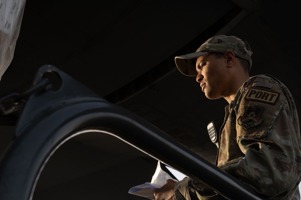 C-130J Super Hercules transports supplies in the USCENTCOM area of responsibility