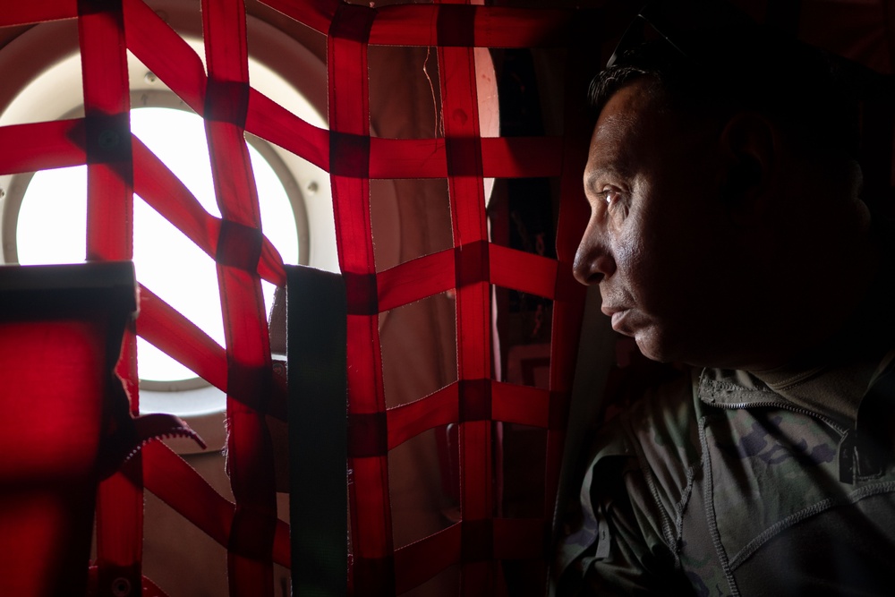 C-130J Super Hercules transports supplies in the USCENTCOM area of responsibility