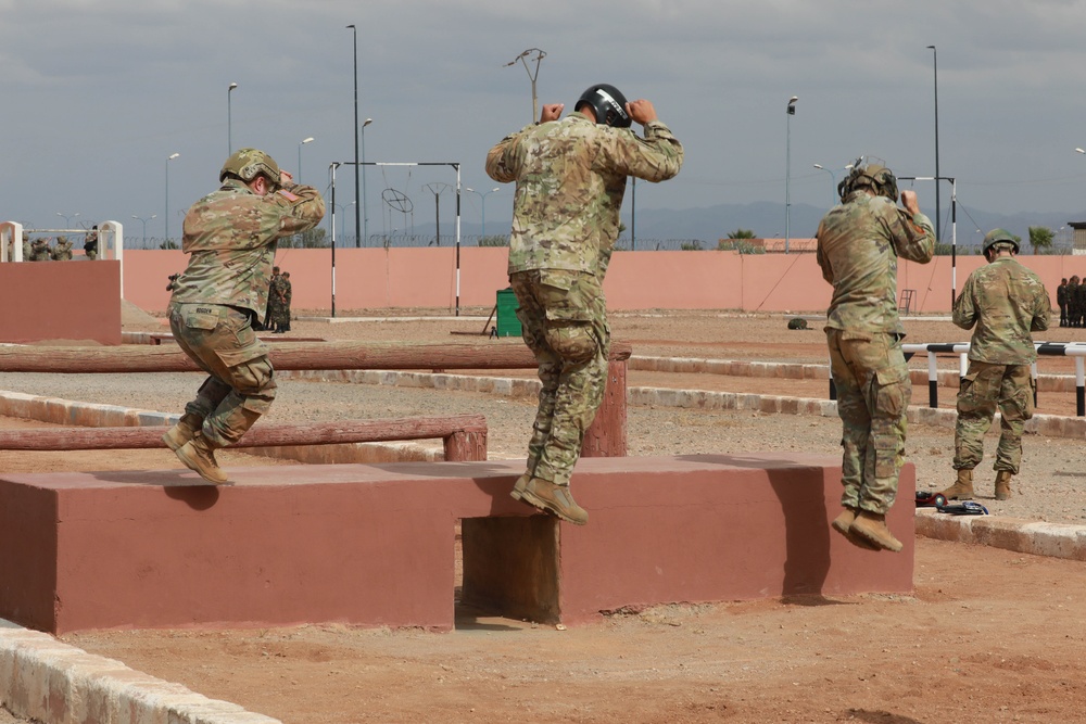 Paratroopers and the Moroccan Royal Armed Forces conduct airborne training during African Lion 2024