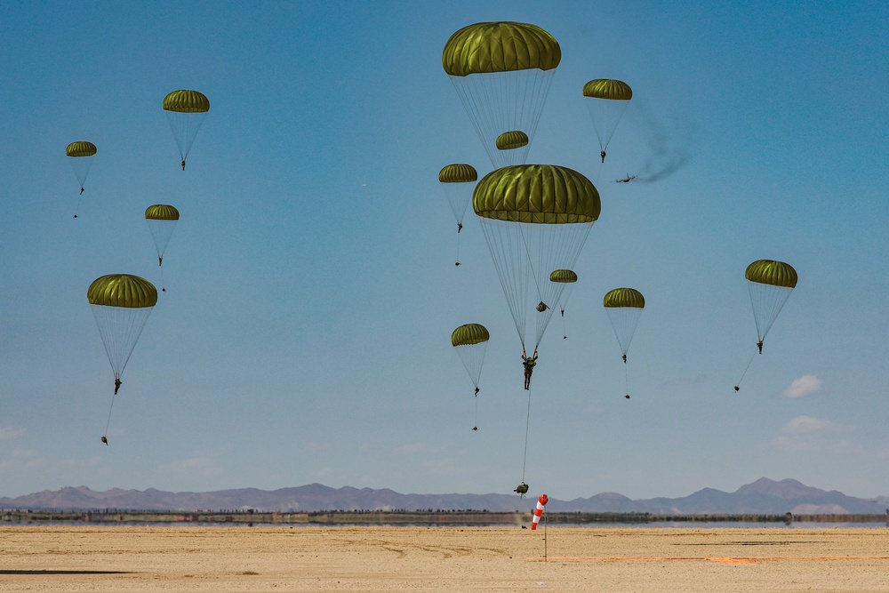 Paratroopers and the Moroccan Royal Armed Forces conduct airborne training during African Lion 2024