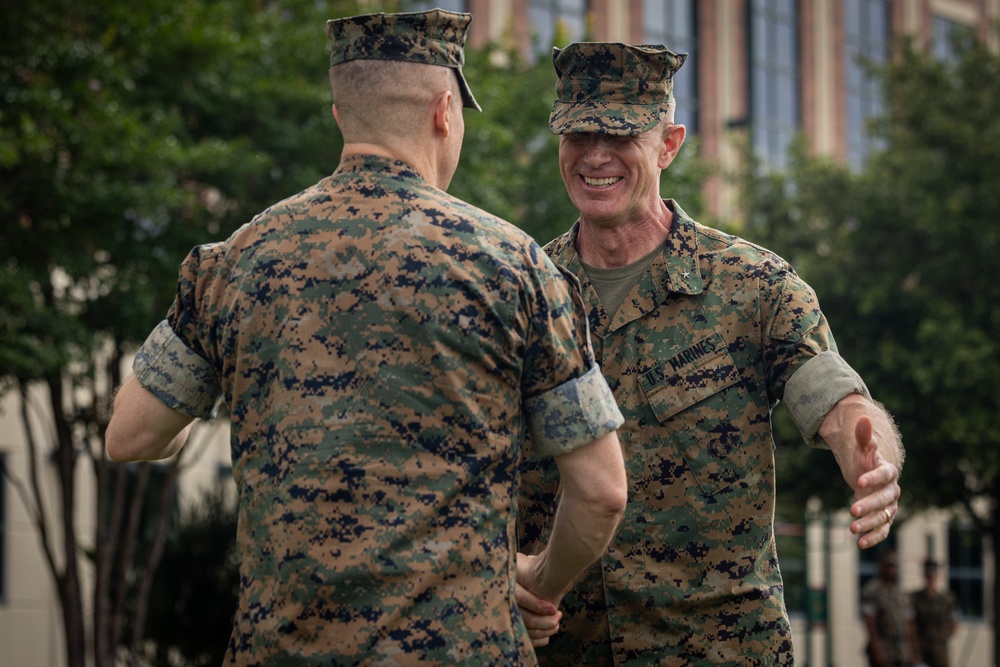 Passing the Guidon | Maj. Gen. Douglas K. Clark relinquished his role as commanding general of 4th MARDIV to Brig. Gen. John K. Jarrard