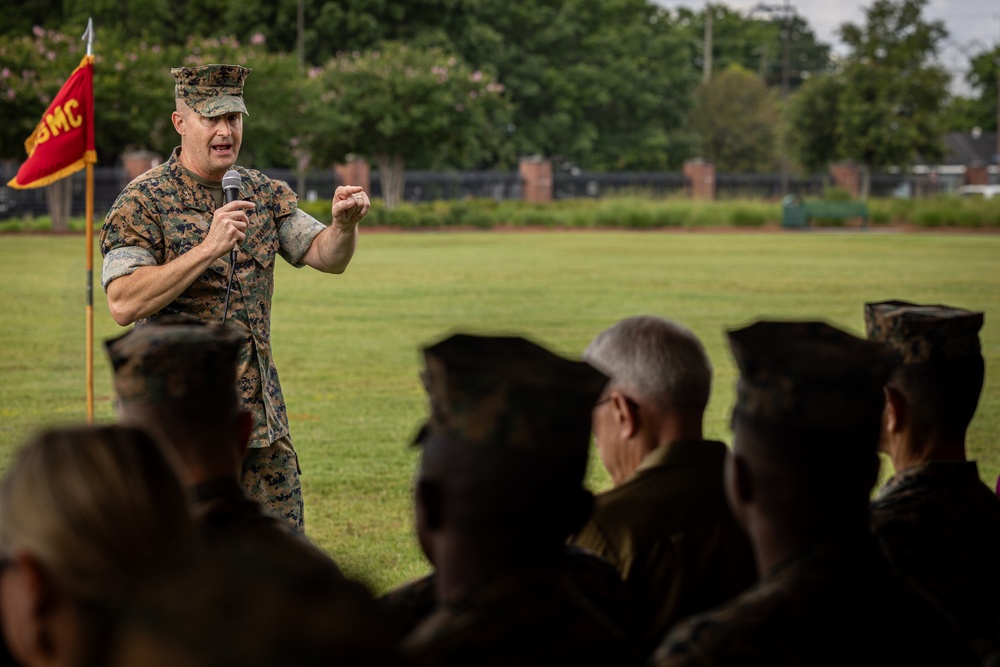 Passing the Guidon | Maj. Gen. Douglas K. Clark relinquished his role as commanding general of 4th MARDIV to Brig. Gen. John K. Jarrard