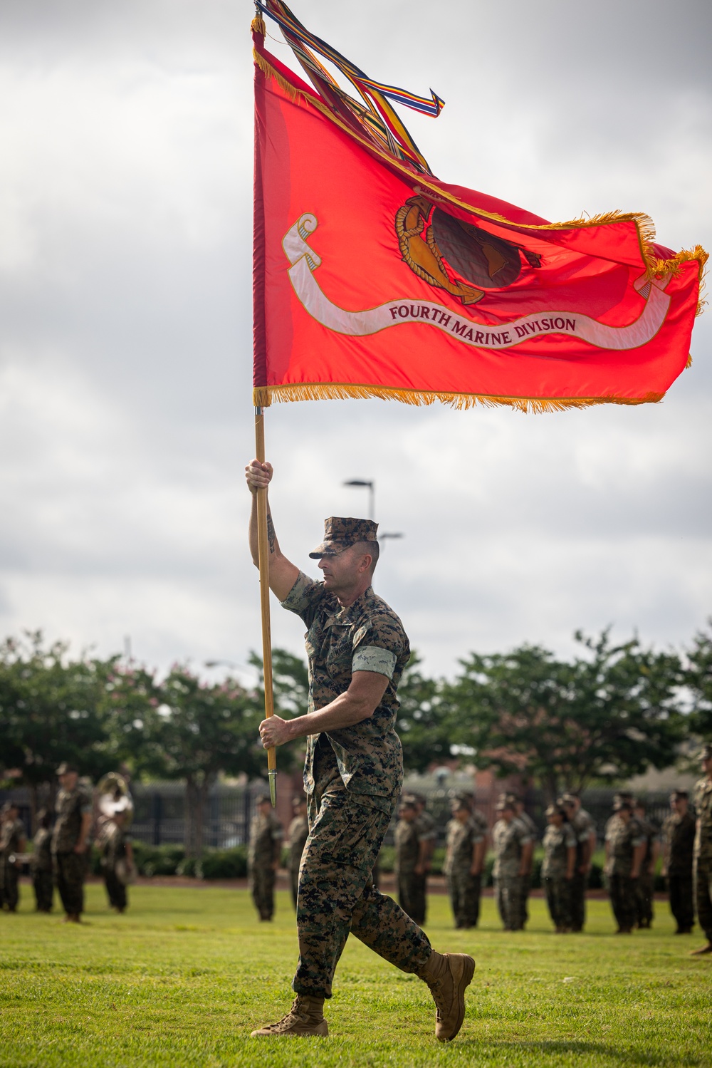 Passing the Guidon | Maj. Gen. Douglas K. Clark relinquished his role as commanding general of 4th MARDIV to Brig. Gen. John K. Jarrard