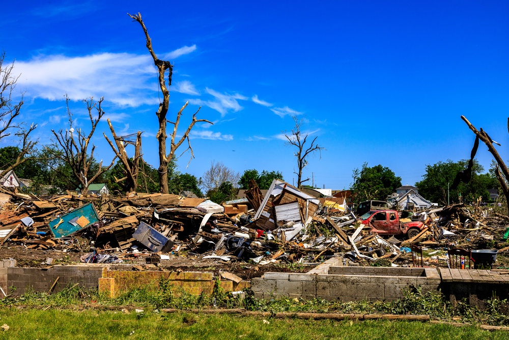 Damage Left by a Tornado That Hit a Small Town