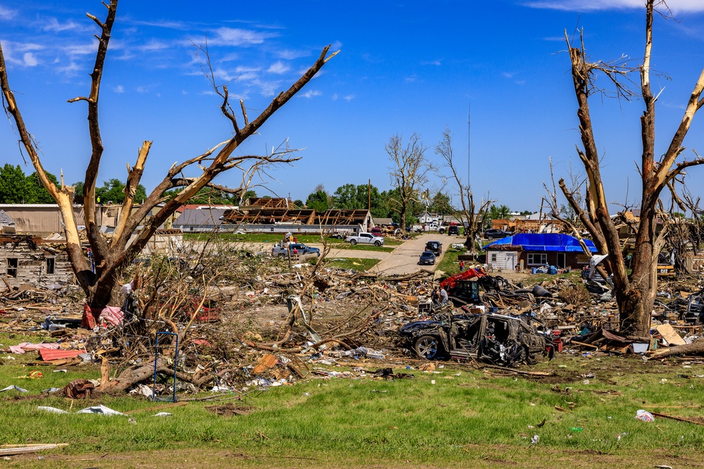 Damage Left by a Tornado That Hit a Small Town