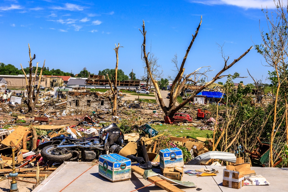 Damage Left by a Tornado That Hit a Small Town