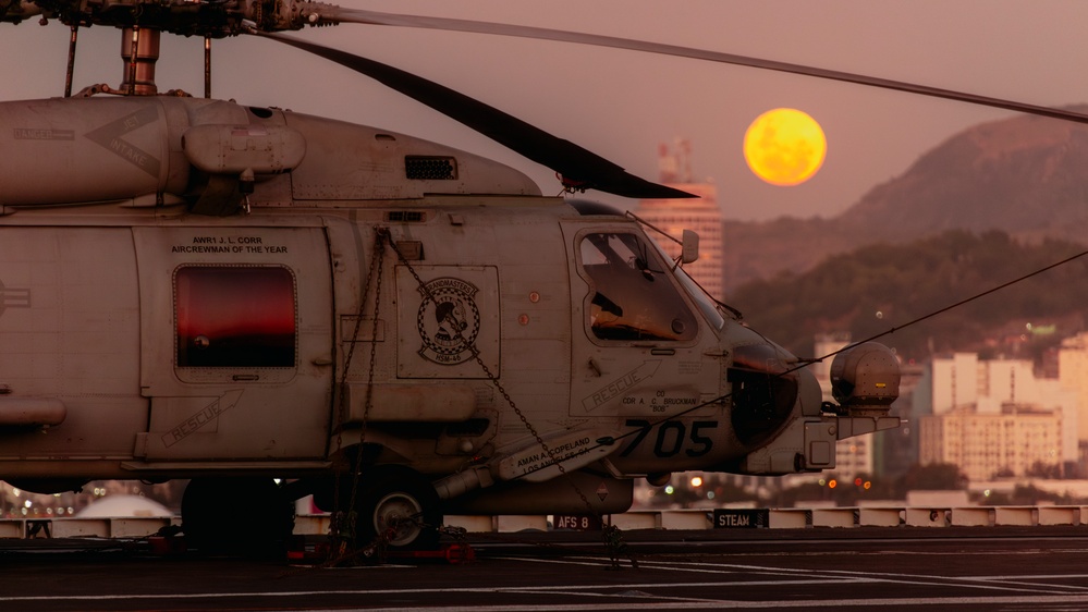 Sunset over the George Washington in Rio