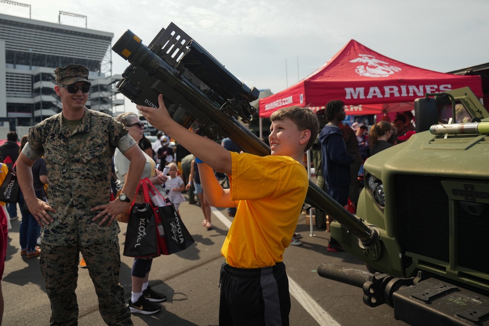 U.S. Marines interact with NASCAR fans at Coca-cola 600 2024