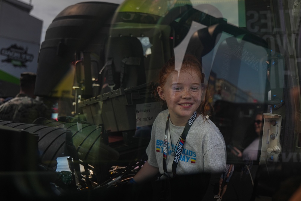 U.S. Marines interact with NASCAR fans at Coca-cola 600 2024