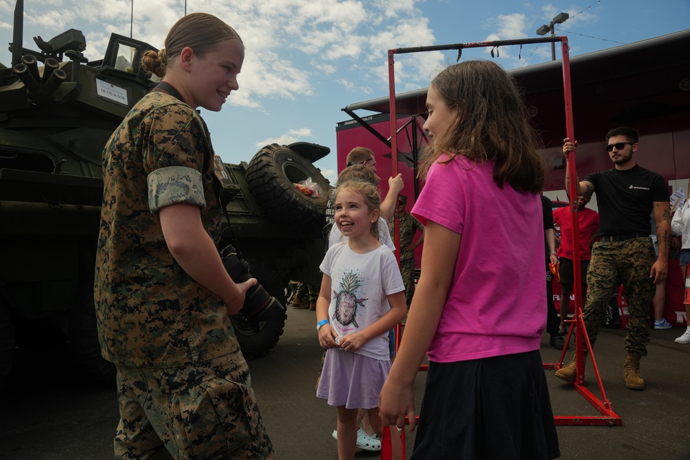 U.S. Marines interact with NASCAR fans at Coca-cola 600 2024