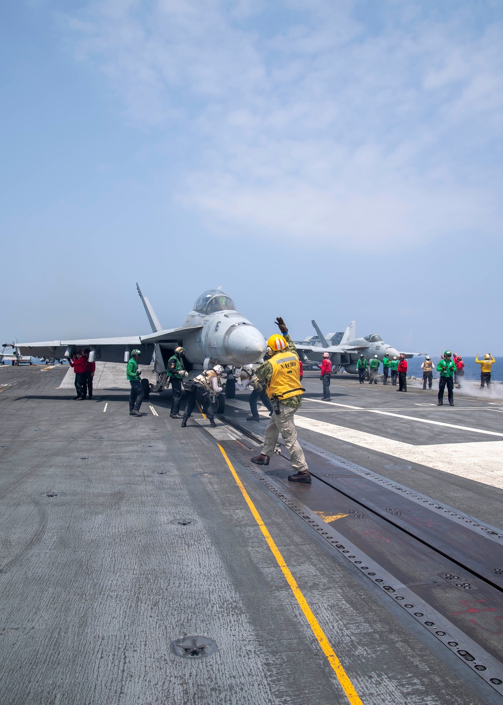 USS Ronald Reagan (CVN76) Sailors conduct flight deck operations