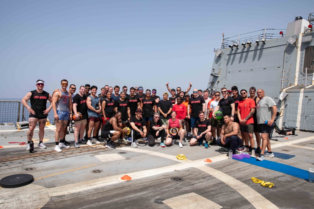 USS Paul Ignatius (DDG 117) Conducts 117 Fit Club Group Exercise