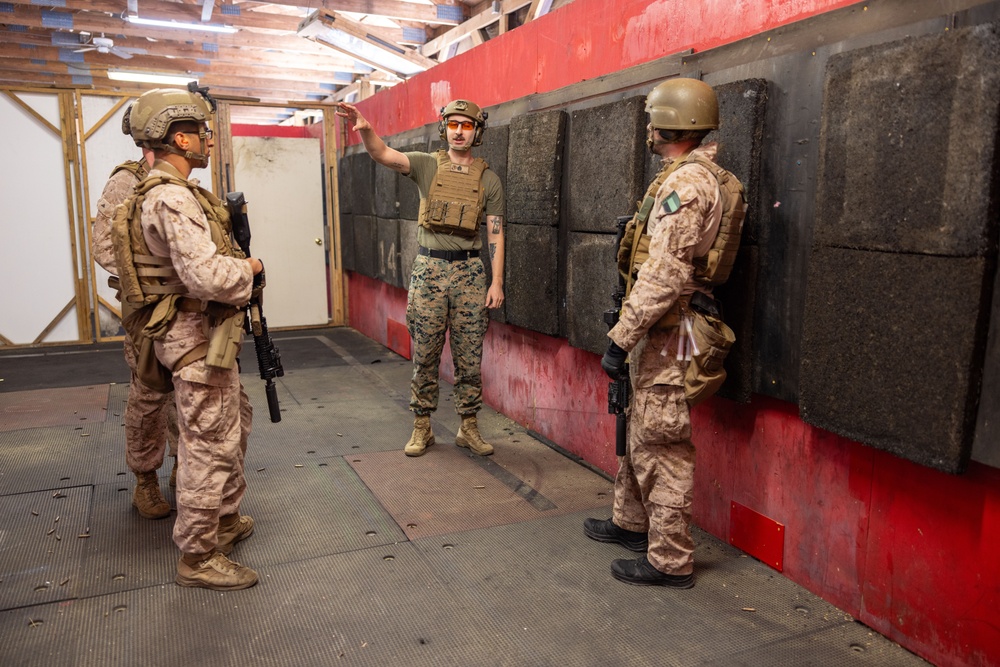 French Service Member attends the Marine Corps Security Forces Regiment Close Quarters Battle Course