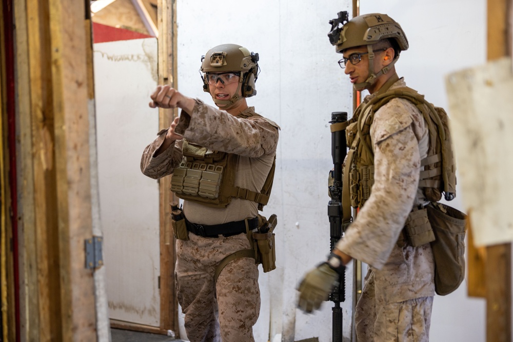 French Service Member attends the Marine Corps Security Forces Regiment Close Quarters Battle Course