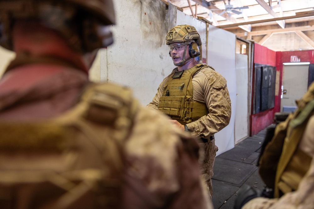 French Service Member attends the Marine Corps Security Forces Regiment Close Quarters Battle Course