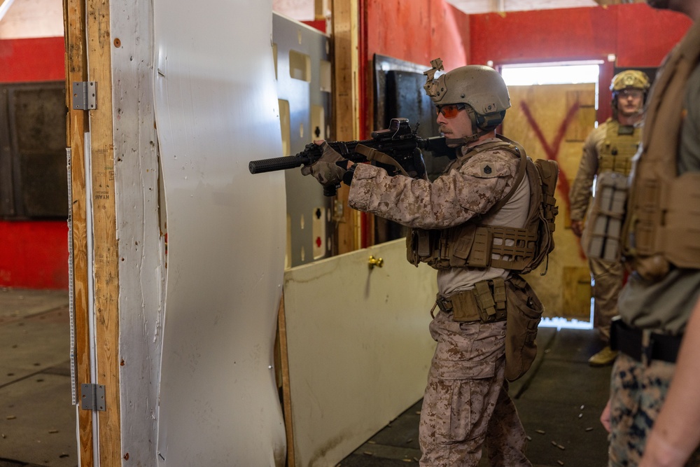 French Service Member attends the Marine Corps Security Forces Regiment Close Quarters Battle Course