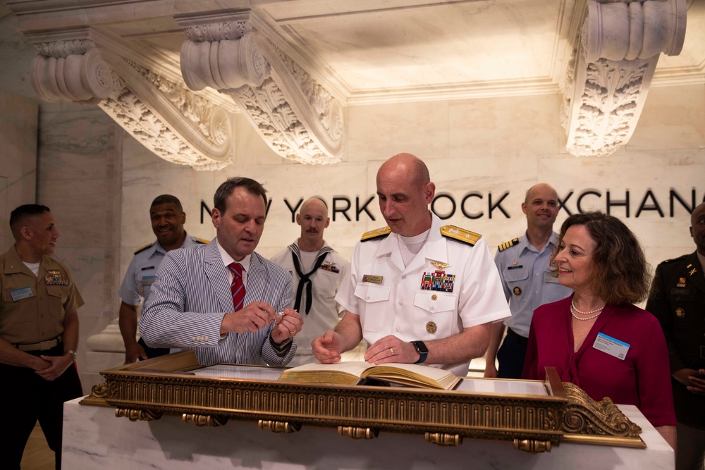 US Navy Sailors and Marines visit the New York Stock Exchange
