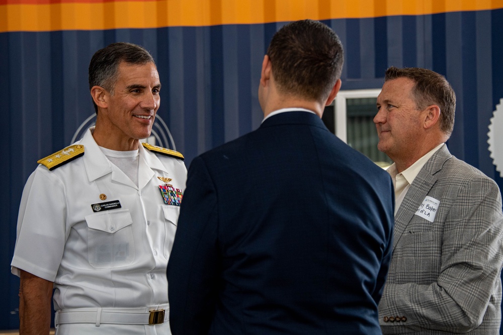 Rear Adm. Carlos Sardiello, commander, Carrier Strike Group One, Speaks to Members of the Los Angeles Chamber of Commerce During a Reception at Los Angeles Fleet Week 2024