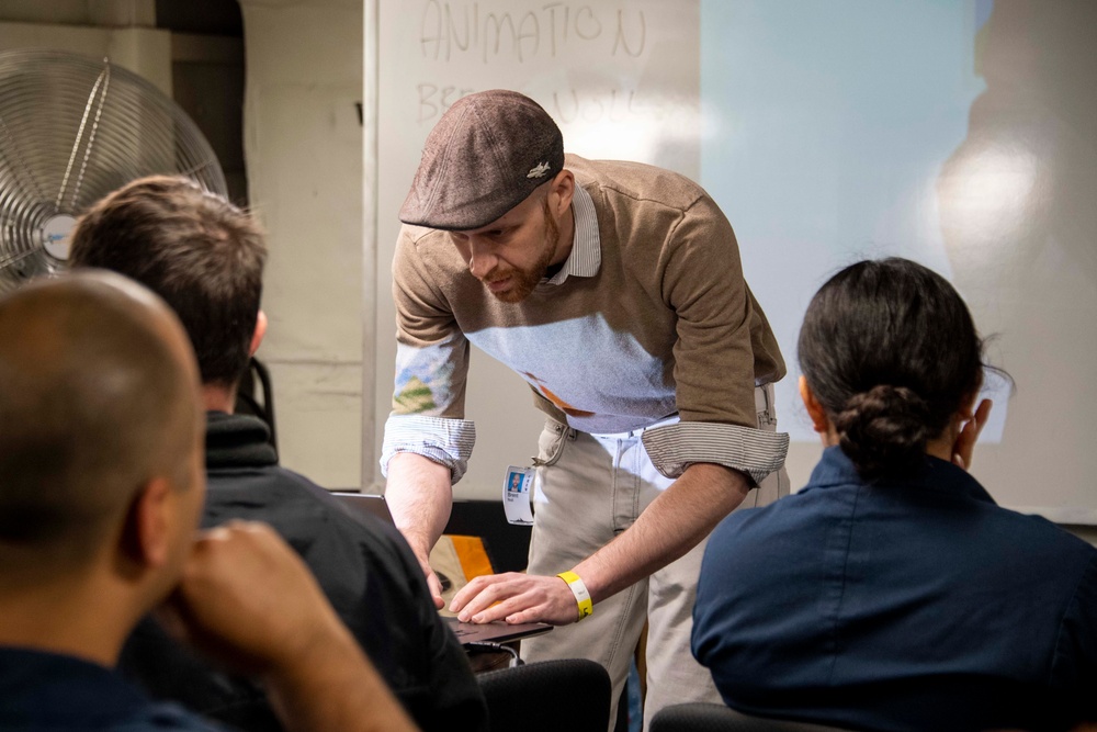 Animation Artist Conducts an Animation Class Aboard USS Carl Vinson During Los Angeles Fleet Week 2024