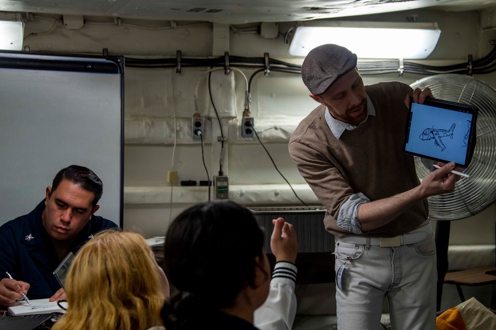 Animation Artist Conducts an Animation Class Aboard USS Carl Vinson During Los Angeles Fleet Week 2024