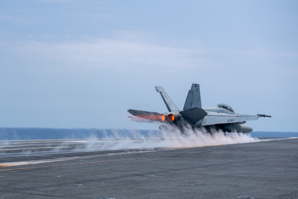 USS Ronald Reagan (CVN76) Sailors conduct flight deck operations