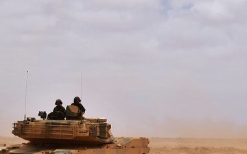 Moroccan tank platoon returns from training exercise in