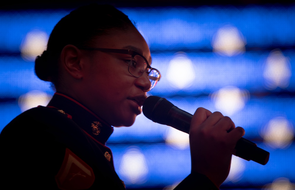 Quantico Marine Corps Band perform at Times Square during Fleet Week New York 2024
