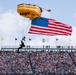 Army Golden Knights make parachute jump with American flag for the 108th Indy 500