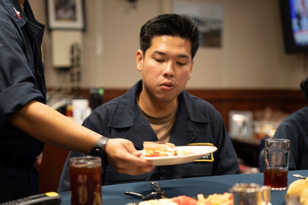 USS Tripoli TRIAD Enjoys Lunch With Hardchargers of the Month