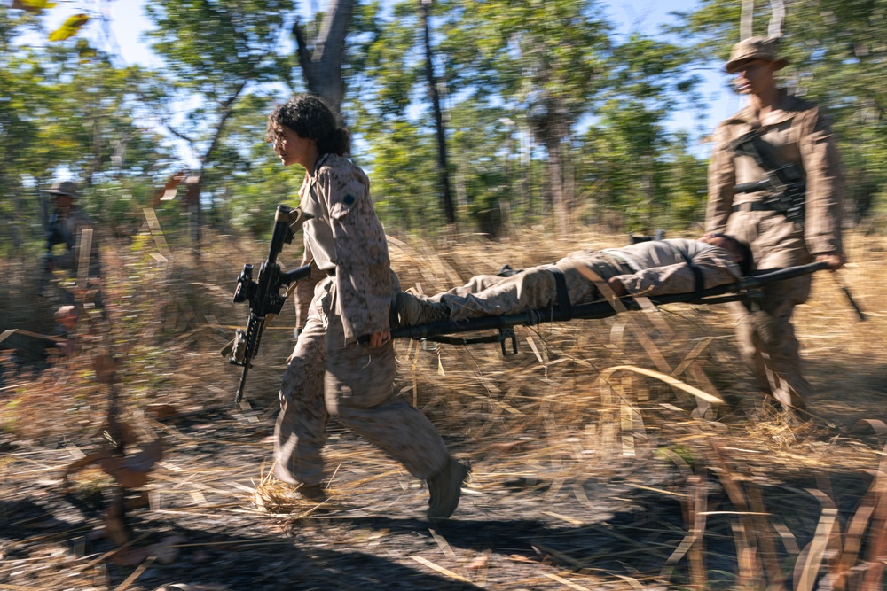 MRF-D 24.3: Echo Co., 2nd Bn., 5th Marines (Rein.) rehearses CASEVAC procedures during Exercise Predators Walk