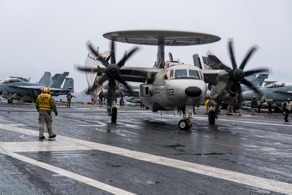 USS Ronald Reagan (CVN76) Sailors conduct flight deck operations