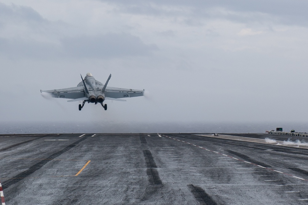 USS Ronald Reagan (CVN76) Sailors conduct flight deck operations