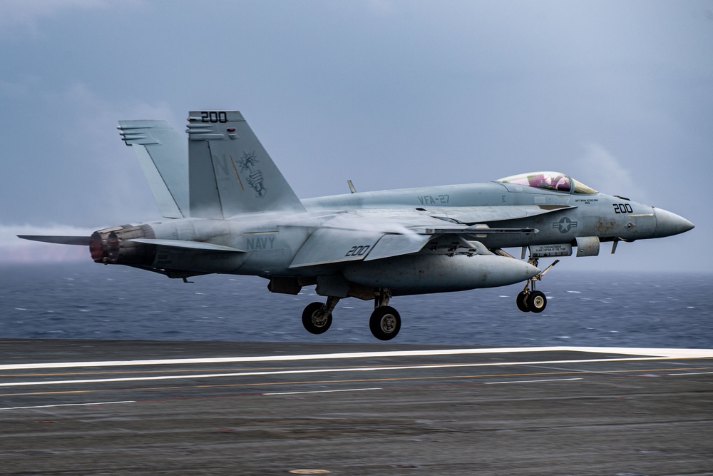 USS Ronald Reagan (CVN76) Sailors conduct flight deck operations