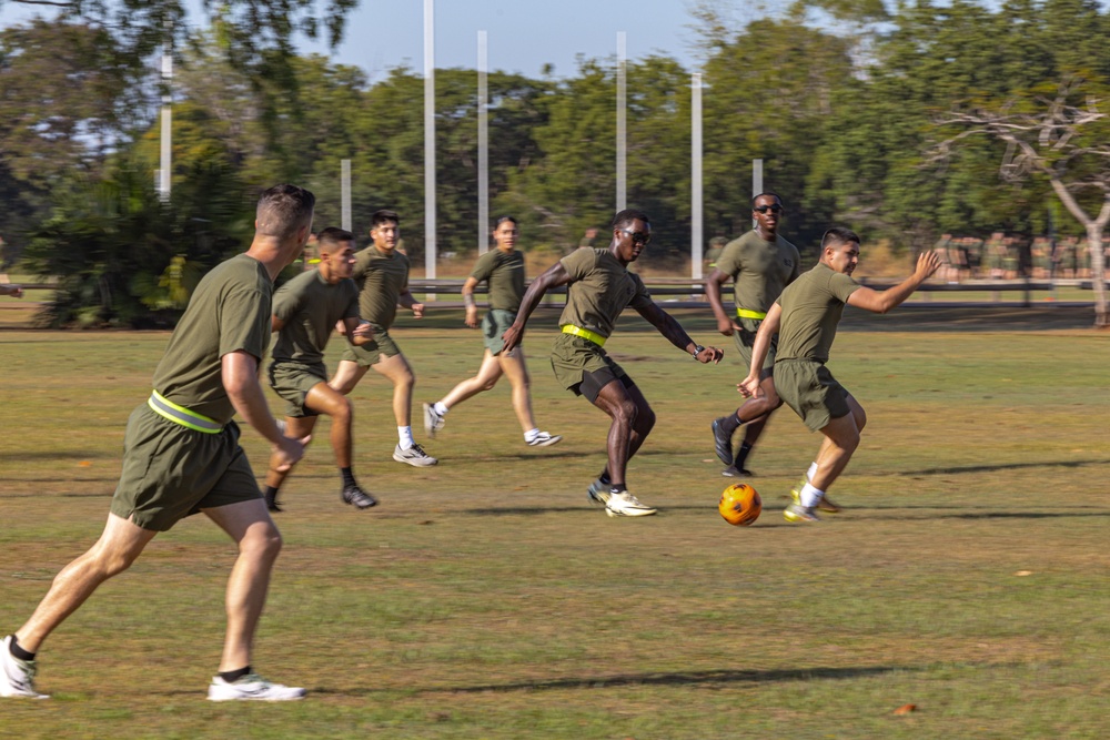 MRF-D 24.3: Command Element Marines, Sailors participate in friendly football, soccer games
