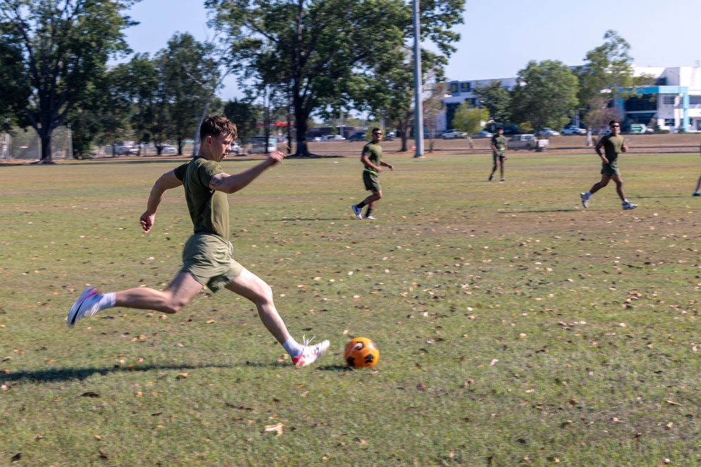 MRF-D 24.3: Command Element Marines, Sailors participate in friendly football, soccer games